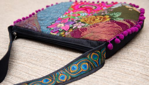 Ethnic embroidery patchwork bag "Violet Mist", boho bag, hippie bag, crossbody hobo bag OOAK colorful, multi-color - Image 9