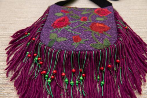 Festival fringe bag "Evening Roses", ethnic embroidery bag, boho bag, hippie bag, crossbody hobo bag - Image 7