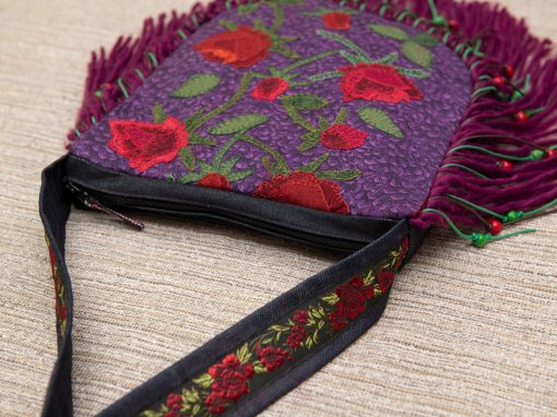 Festival fringe bag "Evening Roses", ethnic embroidery bag, boho bag, hippie bag, crossbody hobo bag - Image 9