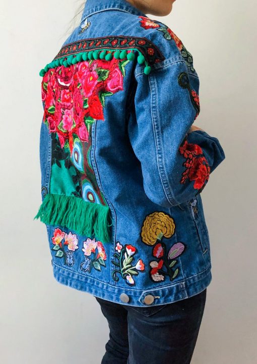 Embroidered denim jacket, boho jacket, hippie jacket - Image 3