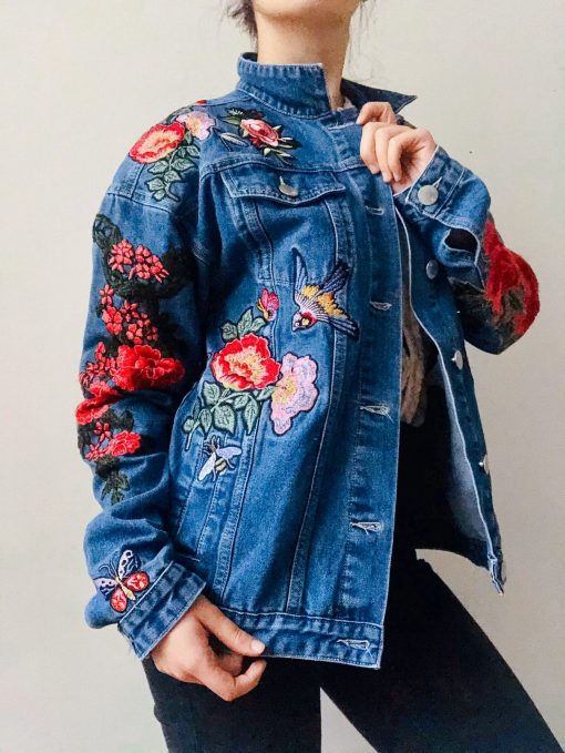 Embroidered denim jacket, boho jacket, hippie jacket - Image 4