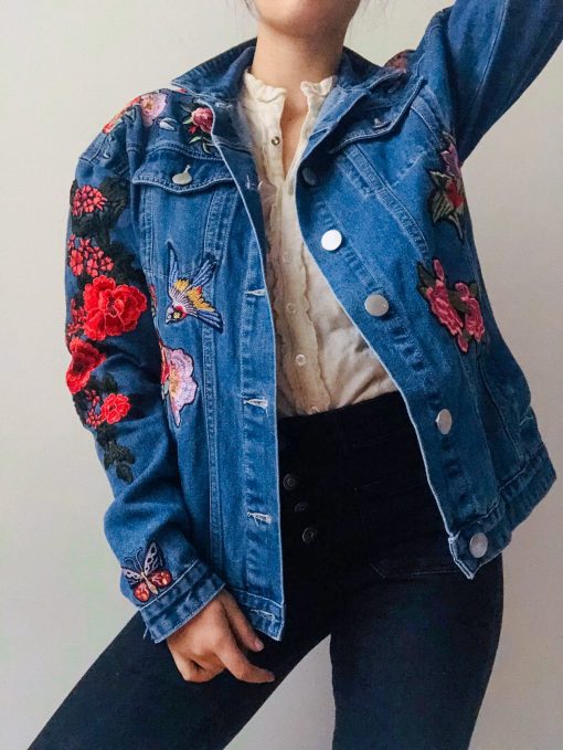 Embroidered denim jacket, boho jacket, hippie jacket - Image 6