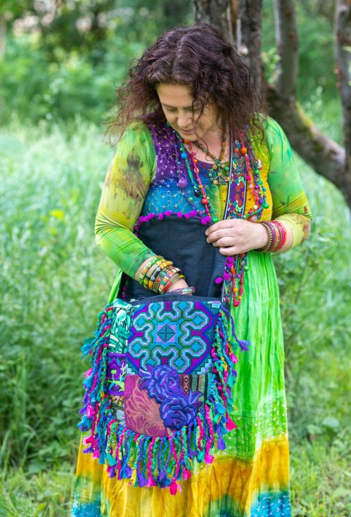 Festival fringe bag "Blue Moon", ethnic embroidery bag, boho bag, hippie bag, crossbody hobo bag - Image 5