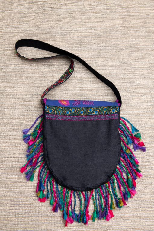 Festival fringe bag "Blue Moon", ethnic embroidery bag, boho bag, hippie bag, crossbody hobo bag - Image 10