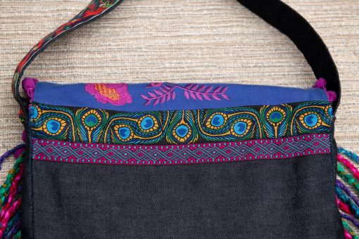 Festival fringe bag "Blue Moon", ethnic embroidery bag, boho bag, hippie bag, crossbody hobo bag - Image 11