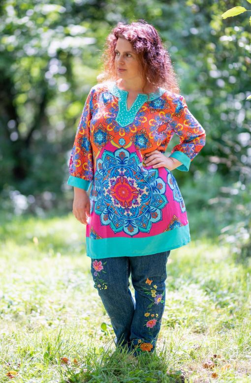 Boho mandala tunic, ethnic tunic, hippie tunic, festival tunic, bohemian tunic