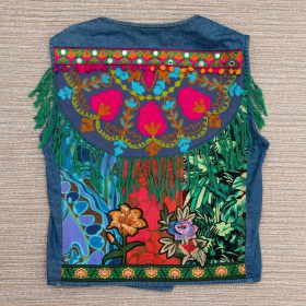 Embroidered denim vest, boho vest, hippie vest