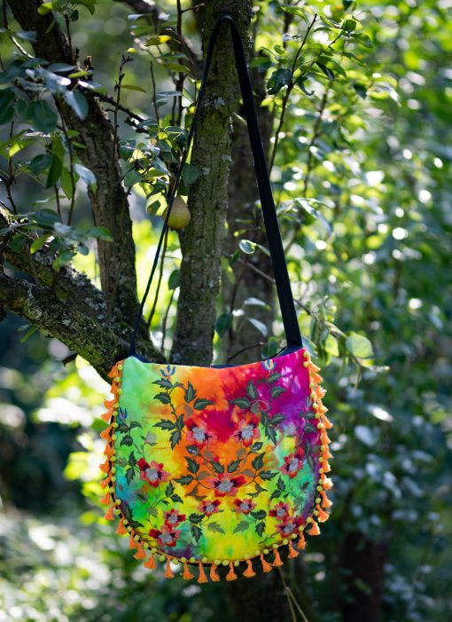 RESERVED Tie-dye embroidery bag "Rainbow Garden", festival bag, boho bag, hippie bag, crossbody hobo bag - Image 6