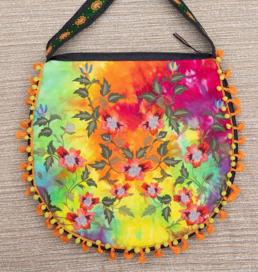 RESERVED Tie-dye embroidery bag "Rainbow Garden", festival bag, boho bag, hippie bag, crossbody hobo bag - Image 7