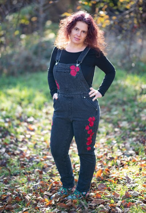 Embroidered denim overalls, embroidered dungarees - Image 2