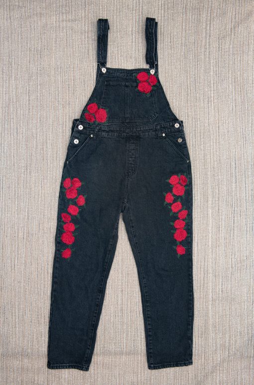 Embroidered denim overalls, embroidered dungarees - Image 4