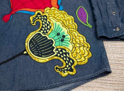 Embroidered denim shirt, bohemian maternity shirt, boho plus size shirt, hippie shirt - Image 9