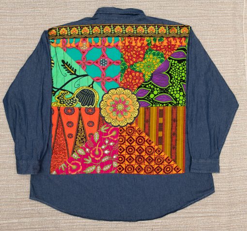 Embroidered denim shirt, bohemian maternity shirt, boho plus size shirt, hippie shirt - Image 10