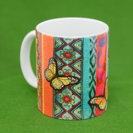 Floral boho mug "Secret Garden", vibrant colourful ethnic hippie mug - Image 2