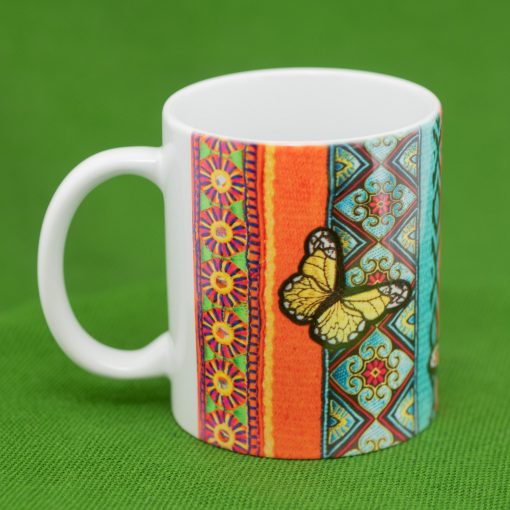 Floral boho mug "Secret Garden", vibrant colourful ethnic hippie mug - Image 3