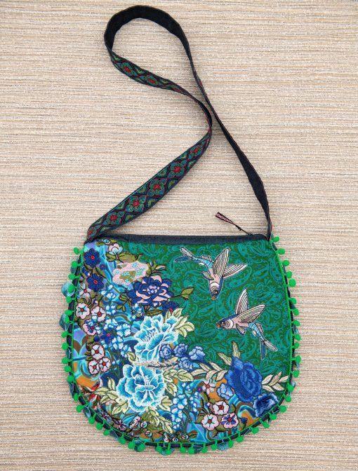 Embroidered boho denim bag "River of Dreams", ethnic festival bag, boho hippie bag