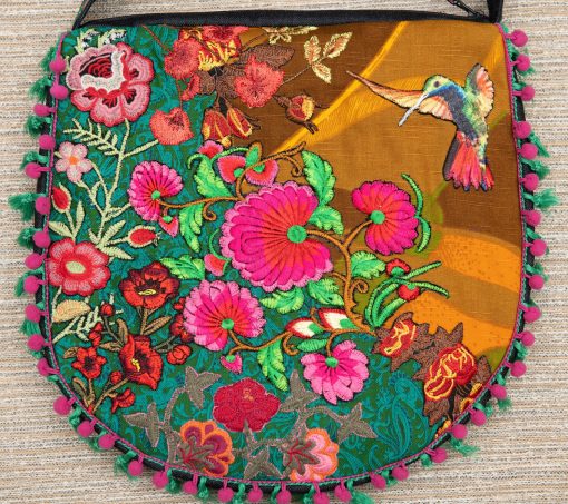 Embroidered boho denim bag "Over the Rainbow", ethnic festival bag, boho hippie bag - Image 7