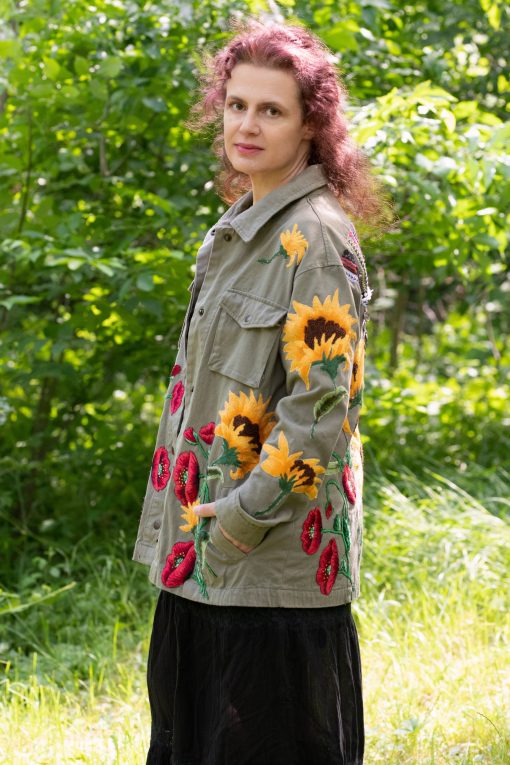 Up-cycled boho jacket "Summer Wine", embroidered boho hippie festival jacket - Image 4